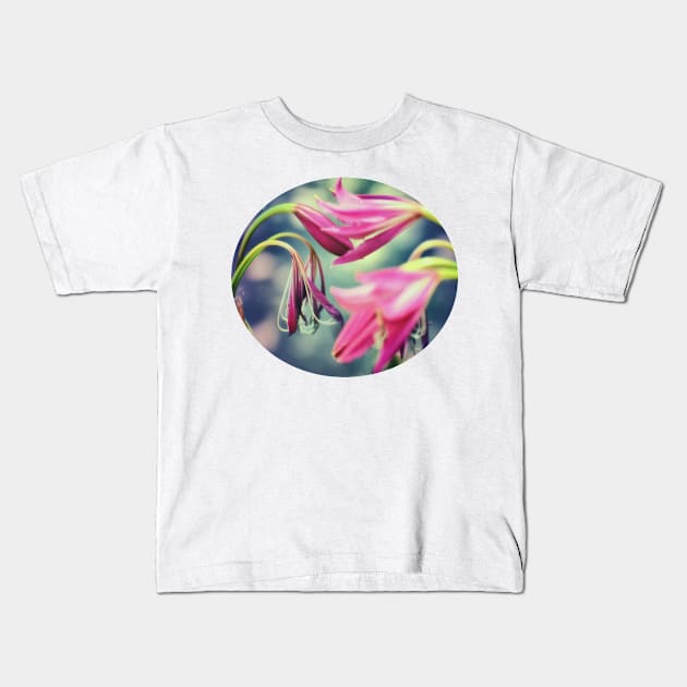 Dancing Crinum Lilies Kids T-Shirt by RoxanneG